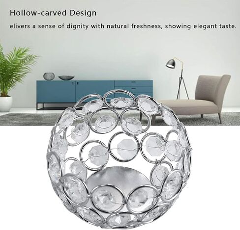 Crystal Votive Candle Holder, Silver Crystal Tea Light Candle Holder Decorative Centerpieces Candle Lantern for Wedding, Thanksgiving Day Tealight Candle Holder(Bowl) in Saudi Arabia