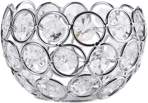 Crystal Votive Candle Holder, Silver Crystal Tea Light Candle Holder Decorative Centerpieces Candle Lantern for Wedding, Thanksgiving Day Tealight Candle Holder(Bowl) in Saudi Arabia