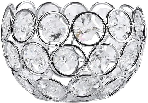 Crystal Votive Candle Holder, Silver Crystal Tea Light Candle Holder Decorative Centerpieces Candle Lantern for Wedding, Thanksgiving Day Tealight Candle Holder(Bowl) in Saudi Arabia