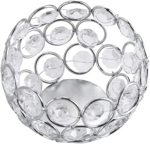 Crystal Votive Candle Holder, Silver Crystal Tea Light Candle Holder Decorative Centerpieces Candle Lantern for Wedding, Thanksgiving Day Tealight Candle Holder(Bowl) in Saudi Arabia