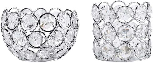 Crystal Votive Candle Holder, Silver Crystal Tea Light Candle Holder Decorative Centerpieces Candle Lantern for Wedding, Thanksgiving Day Tealight Candle Holder(Bowl) in Saudi Arabia
