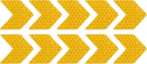 10 Pcs Reflective Stickers, 1.77"x1.54" Arrow Shape Safety Tape Reflector Universal for Cars Trucks Trailers Waterproof PET Yellow in Saudi Arabia