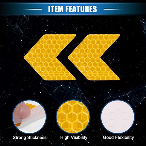 10 Pcs Reflective Stickers, 1.77"x1.54" Arrow Shape Safety Tape Reflector Universal for Cars Trucks Trailers Waterproof PET Yellow in Saudi Arabia