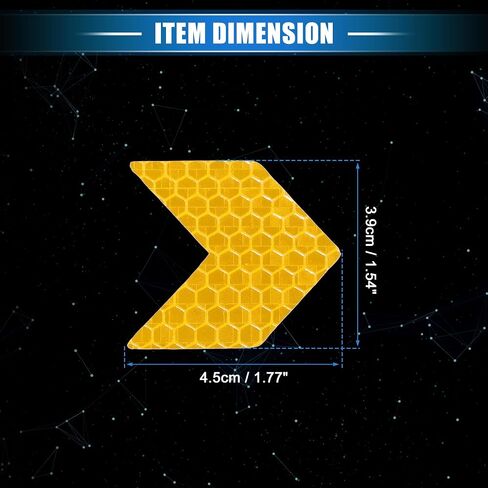 10 Pcs Reflective Stickers, 1.77"x1.54" Arrow Shape Safety Tape Reflector Universal for Cars Trucks Trailers Waterproof PET Yellow in Saudi Arabia