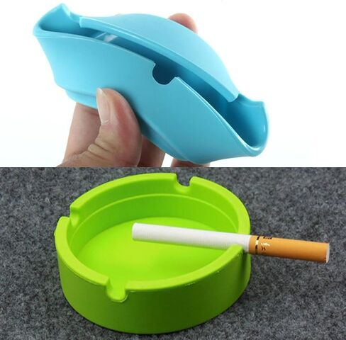Eco-Friendly Colorfull Premium Silicone Rubber High Temperature Heat Resistant Round Design Ashtray (Square 6 mixed colors) in Saudi Arabia