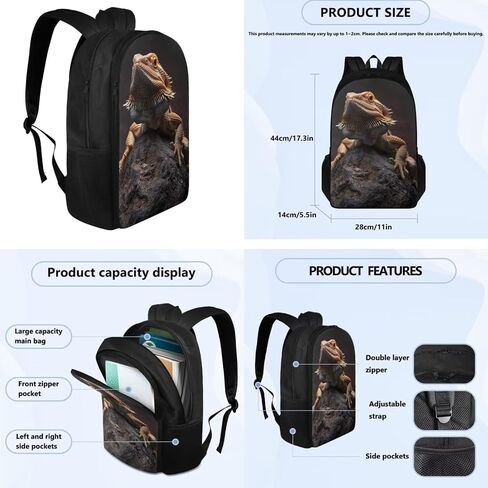 Lizard Backpack for Kids Boys Backpack with Lunch Box and School Pencil Box 3 in 1 Set Large Bookbag for School Teens Sturdy School Bag with Side Pocket Casual Daypack Backpacks for Daily Use in Saudi Arabia