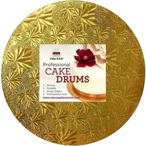 10 inch Gold Round Sturdy Cake Board Drums for Displaying Cakes, 1/2 inch Thick, (1-Pack) in Saudi Arabia