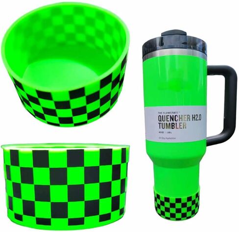 Checkered Neon Green Stanley Boot Silicone Sleeve for 20-40oz Stanley Tumbler - Vibrant Neon Water Bottle Boot, Perfect Fit for the hottest tumblers- Colorful Tumbler Accessories! in Saudi Arabia
