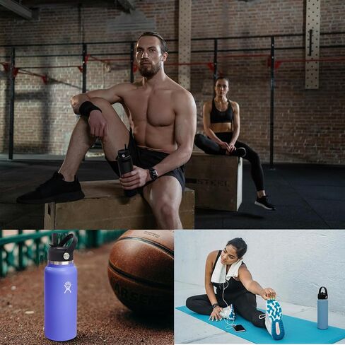 Straw Lid fit for Hydro Flask 2.28 inch diameter Wide Mouth Water Bottle,Convenient Flip Spout,Flexible Handle Leak Proof Cap,Top Sports lids Accessories Compatible with Hydroflask 18,32,40oz (Black) in Saudi Arabia