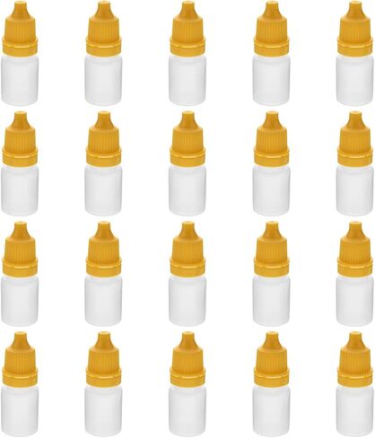Othmro 20Pcs 0.2oz Lab Dropping Bottles 5ml PE Plastic Bottles Lab Eye Dropper Bottles Squeezable Eye Liquid Drop Bottle Small Mouth Drop Bottles Sample Seal Storage Bottles with Yellow Cap for Travel in Saudi Arabia