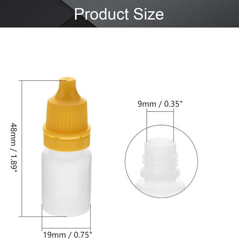 Othmro 20Pcs 0.2oz Lab Dropping Bottles 5ml PE Plastic Bottles Lab Eye Dropper Bottles Squeezable Eye Liquid Drop Bottle Small Mouth Drop Bottles Sample Seal Storage Bottles with Yellow Cap for Travel in Saudi Arabia