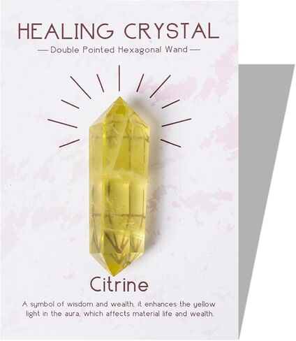 Runyangshi Natural Citrine Crystal Stone Double Pointed Crystal Point 6 Faceted Chakra Reiki Healing Stone Crystal Gemstone Gift in Saudi Arabia