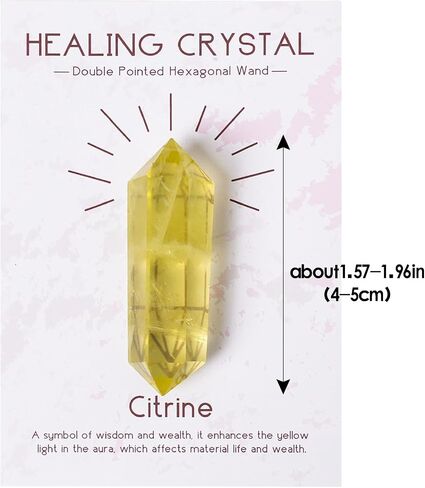 Runyangshi Natural Citrine Crystal Stone Double Pointed Crystal Point 6 Faceted Chakra Reiki Healing Stone Crystal Gemstone Gift in Saudi Arabia