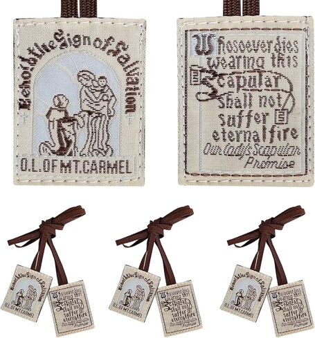 Scapulars Catholic,3 Pack Bulk Brown Scapular Of Our Lady Of Mount Carmel,Escapularios Catolicos Scapular Catholic Gift For Women Man,Mexican Catholic Decor Religious Statues Wall Cross Art Decoration in Saudi Arabia
