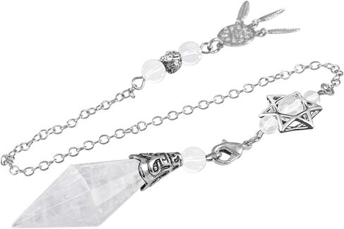 rockcloud Natural Amethyst Crystal Stone Healing Reiki Pendulum 12 Facet Crystal Point Pendant with Dream Catcher Hexagram Charm Wicca for Dowsing Divination Balancing in Saudi Arabia