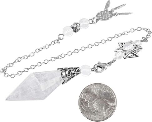 rockcloud Natural Amethyst Crystal Stone Healing Reiki Pendulum 12 Facet Crystal Point Pendant with Dream Catcher Hexagram Charm Wicca for Dowsing Divination Balancing in Saudi Arabia