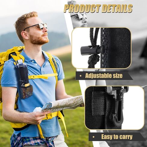 Uiifan Water Bottle Holder for Backpack Foldable Mesh Water Bottle and Snack Holder Black Adjustable Water Bottle Pouch Tactical Attachments Water Bottle Carrier for Hiking Outdoor Activity (1 Piece) in Saudi Arabia