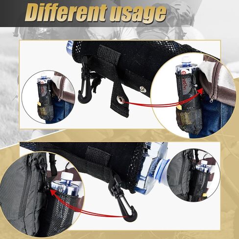 Uiifan Water Bottle Holder for Backpack Foldable Mesh Water Bottle and Snack Holder Black Adjustable Water Bottle Pouch Tactical Attachments Water Bottle Carrier for Hiking Outdoor Activity (1 Piece) in Saudi Arabia