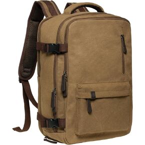 KAUKKO Thick Canvas Travel Backpack, Flight Approved Carry On Backpack with Shoe Pouch and 15.6 inch Laptop Compartment, 40L Luggage Casual Daypack Weekender Bag 10-ARMYGREEN