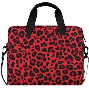 ALAZA Red Leopard Print Cheetah Laptop Case Bag Sleeve Portable Crossbody Messenger Briefcase w/Strap Handle, 13 14 15.6 inch