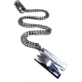 Premium Label - Bad Habits - Luxury Razor Blade Silver Charm .925 Plata Punk, Gothic, Streetwear, Dog Tag, Curb Grunge Chain - Made in JAPAN in Saudi Arabia