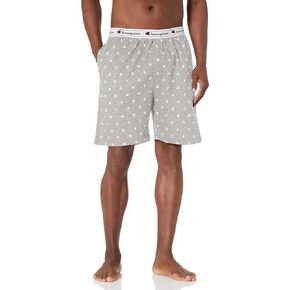 Champion Men's Jersey Printed Sleep Shorts, Oxford Grey Heather, Large