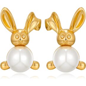 NEPULOY Easter Earrings Sparkle Pearl Bunny Earrings for Women Rabbit Earrings Cute Jewelry Gifts for Girls