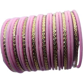 JAWSHEE Velvet Bangles Golden Set, 2 Dozen Glass Velvet Bangles, Matte Color With Velvet Layer For Added Beauty and Durability, Beautiful Women's Bangle Bracelets, Indian Bangles Jewelry Sets For Women
