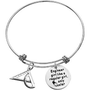 Funny Engineer Gift for Girls Woman Engineer Bracelet Ruler Charm Expandable Bangle Engineering Gift for Engineering Student Gift Mechanical Engineer Gift for Friend Engineering School Graduation Gift