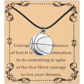 FEELMEM Basketball Charm Leather Cord Chain Necklace Basketball Player Gift Basketball Lovers Gift Basketball Team Jewelry Basketball Coach Gift
