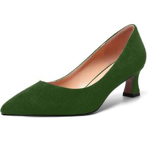 ROSERWISH Womens Pointed Toe Formal Suede Slip On Fashion Work Spool Low Heel Pumps Shoes 2 Inch