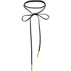 WaMLFac Alloy & Faux Leather Handmade Long Elastic Tassel Necklace, Black, 63-Inch