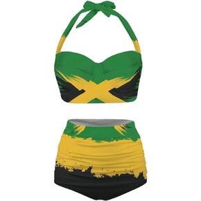 Yuuxorilu Women Two Piece High Waist Bikini Set Halter Ruched High Waist Bikini with Bottom