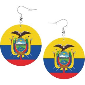 Norway National Flag Faux Leather Earrings For Women Girls Lightweight Round Dangle Earrings Gift