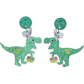 Easter Earrings for Women Easter Egg Acrylic Earrings Dangle for Women Easter Bunny Earrings Easter Decorations for Easter Daily Wearing 1-4 Pairs