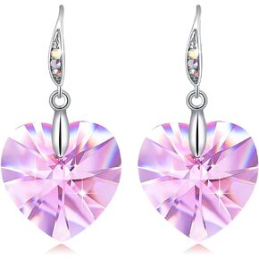 Women Heart Crystals Earrings Drop Dangle Fish Hook Earrings for Girl Christmas Mothers Day Gifts for Her