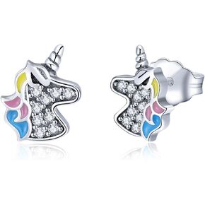 925 Sterling Silver Dainty Stud Earrings for Girls Black Rose | Animal | Butterfly | Sun | Cross Earrings Hypoallergenic Tiny Lightweight Earring for Women Girls…