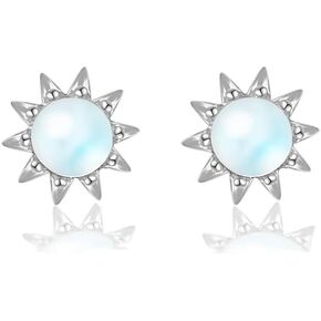 Moonstone Sunflower Mini Stud Earrings for Women Teen Girls 925 Sterling Silver Sun Cartilage Tragus Hypoallergenic Piercing Tiny Studs Earring Cute Jewelry Birthday Gifts