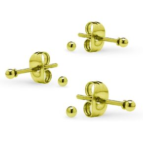 Silverline Jewelry 3 Pairs Tiny 2mm Stainless Steel Round Ball Stud Earrings Set for Women Men Teen Girls in Kuwait
