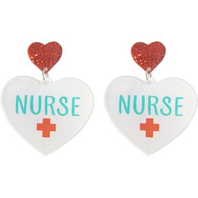 xuzhiyuan Medical Symbol Cross Earrings Nurse Earrings Syringe Pill Heart Shape for Doctor Nurse Medical Students Jewelry Gift