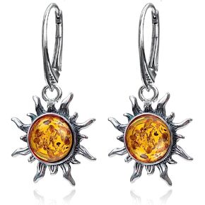 Ian and Valeri Co. Amber Sterling Silver Sun Earrings