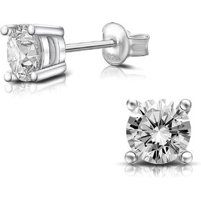 Hypoallergenic Small Stud Earrings for Women Sterling Silver, 5.25mm or 7mm Round CZ Stud Earrings For Men, Nickel Free Post Earrings Everyday Earrings