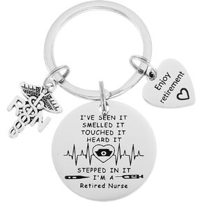 Kivosliviz Retirement Gifts for Nurses Women 2023 Funny Men Keychain Coworker Rn Nurse Retirement Keychain