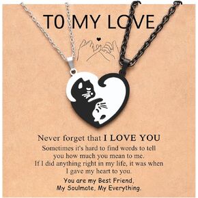 UPROMI Matching Cat Necklace for Couples, Anniversary Christmas Birthday Valentines Day Gifts for Him Her