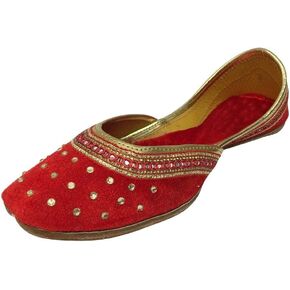 Punjabi Jutti Flat Red Wedding Shoes Khussa Shoes Indian Shoes Juti