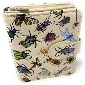 Shag Wear Insect Mania Small Nature Wallet For Women Vegan Faux Leather 4.5" Beige