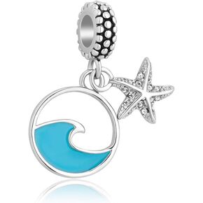 LovelyCharms Oceanic Starfish Charm Bule Sea Wave Charm Dangle Bead for Bracelet in Kuwait