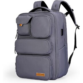 MARKETRON Travel Backpack for Men, Carry on Backpack with 17.3 Inch Laptop Compartment and USB Charging Port, Water Repellent Casual Backpack for Working, Daily Life (White)
