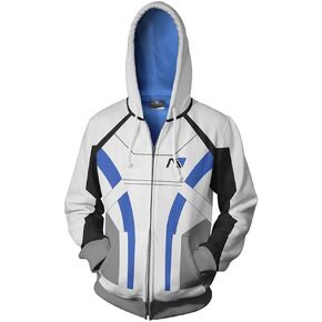 LILLIWEEN Mens Game Cosplay Hoodie N7 3D Jacket Pullover Hooded Sweatshirt