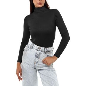 Paintcolors Women's Mock Turtleneck Long Sleeve Shirts Fall Slim Fit Lightweight Basic Layer Thermal Underwear Tops